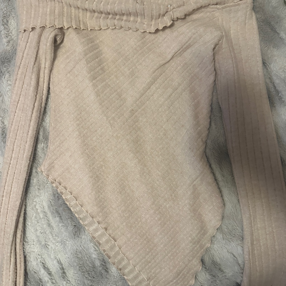 SHEIN Beige Ribbed Knit Top